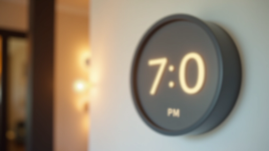 Clock showing 7 PM on wall in modern home setting, symbolic of evening routine boundary time