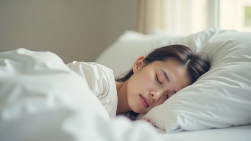 Person sleeping peacefully in bed with natural morning light coming through window