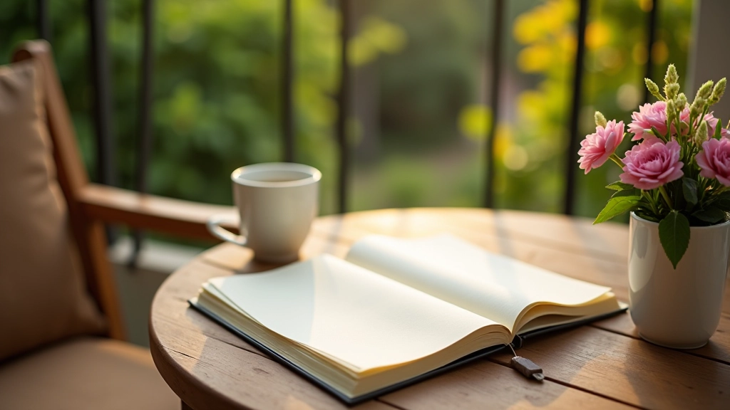 Person on balcony or terrace in peaceful setting, weekend relaxation and restoration